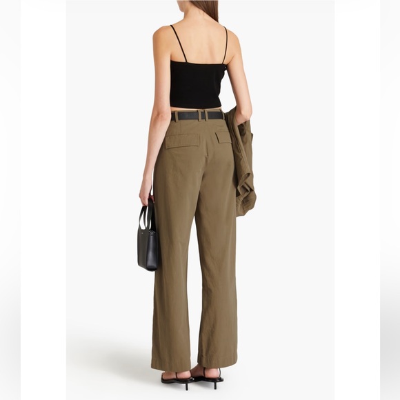 Vince Cotton Twill Wide-Leg Pants Khaki Tan Size 6 Mid Rise - Picture 2 of 8